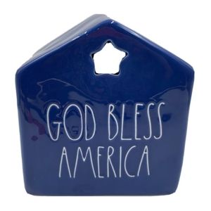 🇺🇸 Rae Dunn Ceramic 8x9 God Bless America House Decoration